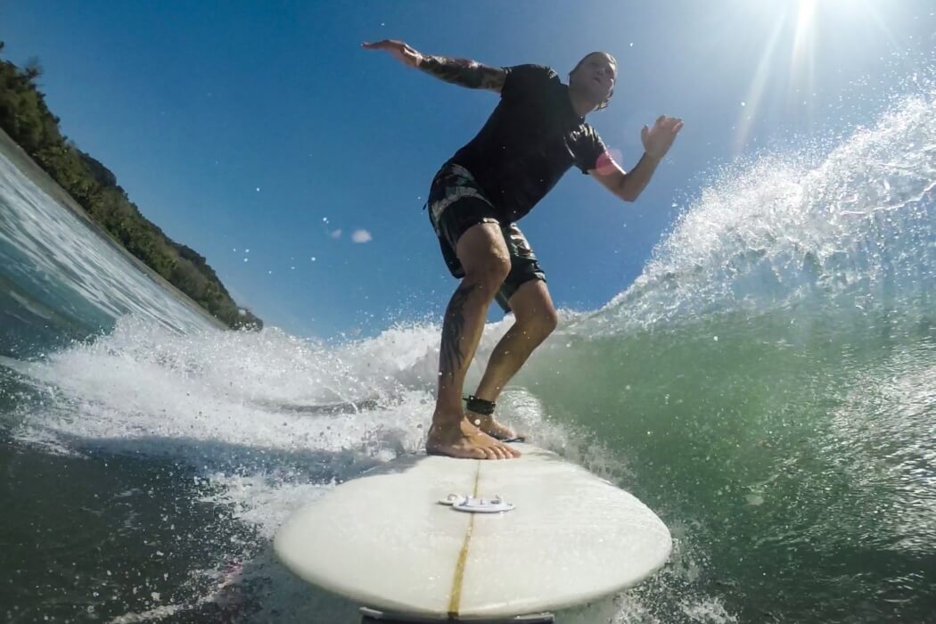 Surfing at Pavones in Costa Rica
